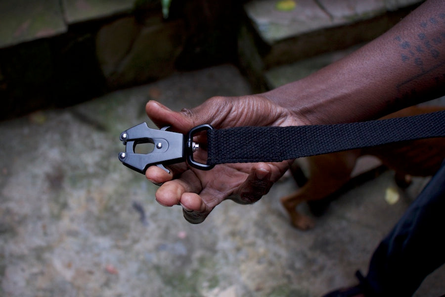 black comfy dog lead with strong clip
