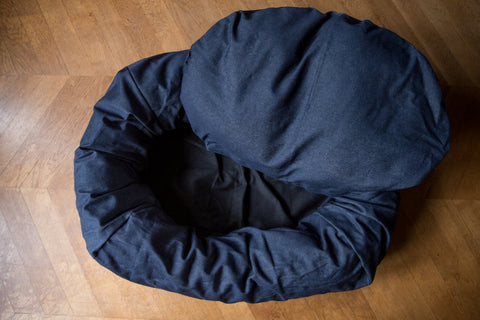 comfy dog bed with removable denim cover